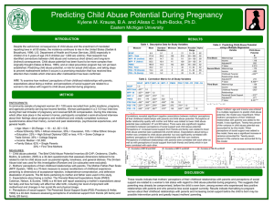 Predicting Child Abuse Potential During Pregnancy Eastern Michigan University INTRODUCTION