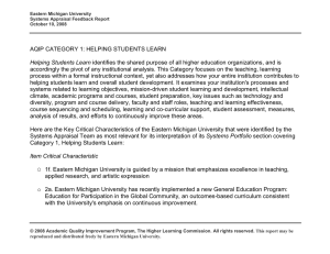   accordingly the pivot of any institutional analysis. This Category focuses on the teaching, learning  Helping Students Learn