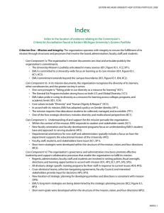 index index to the location of evidence relating to the commission’s