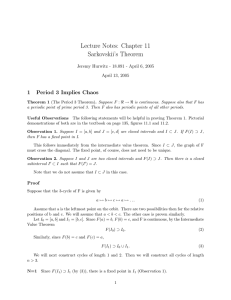 Lecture Notes:  Chapter 11 Sarkovskii’s Theorem 1