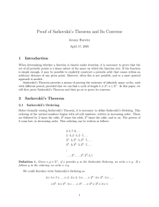 Proof of Sarkovskii’s Theorem and Its Converse 1  Introduction Jeremy Hurwitz