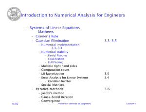 Introduction to Numerical Analysis for Engineers • Systems of Linear Equations Mathews