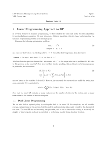 1 Linear Programming Approach to DP
