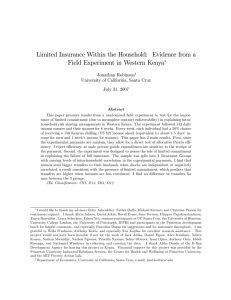 Limited Insurance Within the Household: Evidence from a Jonathan Robinson