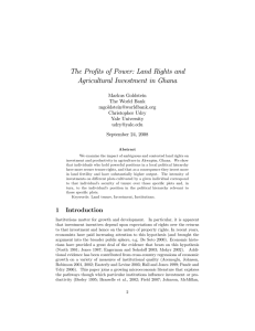 The Pro…ts of Power: Land Rights and Agricultural Investment in Ghana
