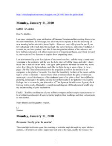 Monday, January 11, 2010 Letter to Galileo