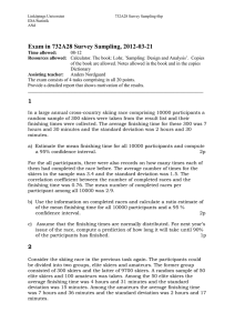 Exam in 732A28 Survey Sampling, 2012-03-21
