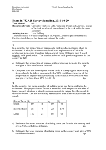 Exam in 732A28 Survey Sampling, 2010-10-29