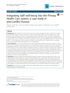 Integrating staff well-being into the Primary post-conflict Kosovo