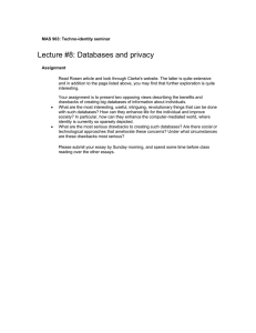 Lecture #8: Databases and privacy
