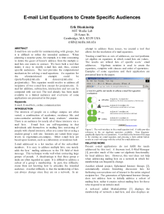 E-mail List Equations to Create Specific Audiences Erik Blankinship MIT Media Lab