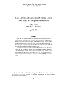 Kids Learning Engineering Science Using LEGO and the Programmable Brick