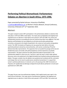 Performing Political Womanhood: Parliamentary Debates on Abortion in South Africa, 1975-1996.