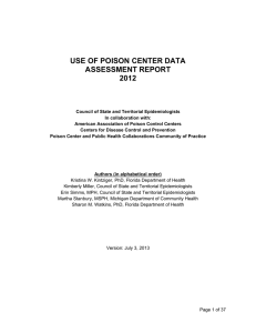 USE OF POISON CENTER DATA ASSESSMENT REPORT 2012