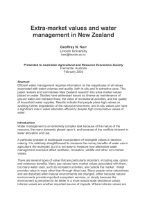 Extra-market values and water management in New Zealand Geoffrey N. Kerr