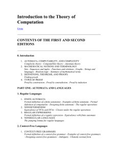 Introduction to the Theory of Computation CONTENTS OF THE FIRST AND SECOND EDITIONS