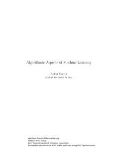 Aspects of Machine Learning Algorithmic Moitra Ankur