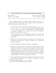 18.417  Introduction  to  Computational  Molecular ... Problem Set 4 Issued:  October 12, 2004 Lecturer:  Ross Lippert