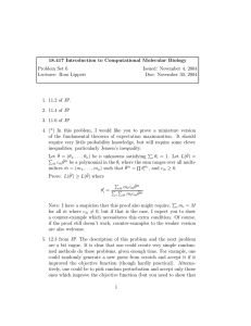 18.417  Introduction  to  Computational  Molecular ... Problem Set 6 Issued:  November  4, 2004