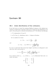 Lecture 30 30.1 Joint distribution of the estimates.