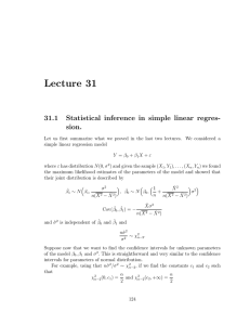 Lecture 31 31.1 Statistical inference in simple linear regres- sion.