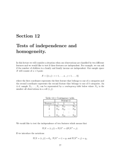 Section  12 Tests  of  independence  and homogeneity.