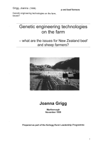Genetic engineering  technologies on  the farm Joanna Grigg