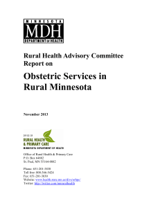 Obstetric Services in Rural Minnesota  Rural Health Advisory Committee