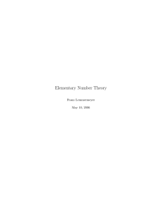 Elementary Number Theory Franz Lemmermeyer May 10, 2006