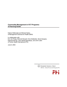 Commodity Management in VCT Programs: A Planning Guide