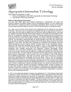 Appropriate &amp; Intermediate Technology D-Lab: Development SP.721 Fall 2009