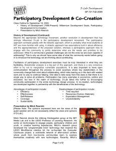 Participatory Development &amp; Co-Creation D-Lab: Development SP.721 Fall 2009