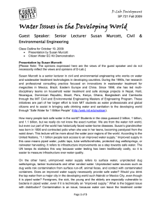 Water Issues in the Developing World Environmental Engineering D-Lab: Development