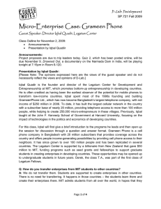 Micro-Enterprise Case: Grameen Phone D-Lab: Development SP.721 Fall 2009