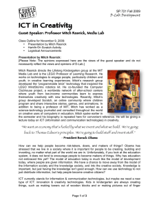 ICT in Creativity SP.721 Fall 2009 D-Lab: Development