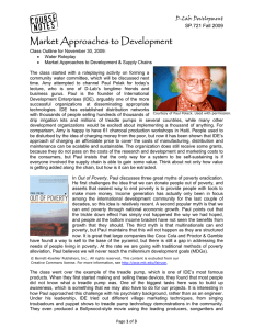 Market Approaches to Development D-Lab: Development SP.721 Fall 2009