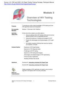        Module 3  Overview of HIV Testing