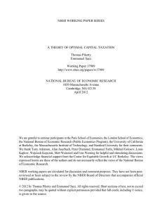NBER WORKING PAPER SERIES A THEORY OF OPTIMAL CAPITAL TAXATION Thomas Piketty