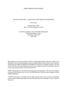 NBER WORKING PAPER SERIES James Feyrer Working Paper 14910