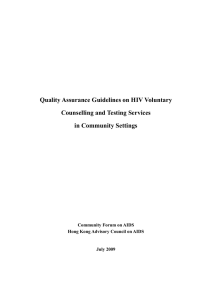 Quality Assurance Guidelines on HIV Voluntary Counselling and Testing Services