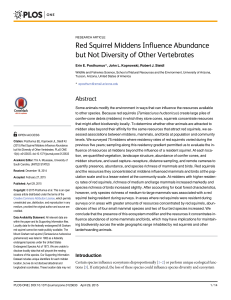 Red Squirrel Middens Influence Abundance but Not Diversity of Other Vertebrates