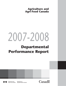 2007-2008 Departmental Performance Report Agriculture and