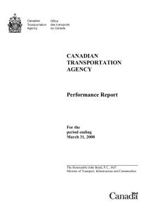 CANADIAN TRANSPORTATION AGENCY Performance Report