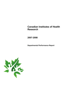 Canadian Institutes of Health Research 2007-2008 Departmental Performance Report