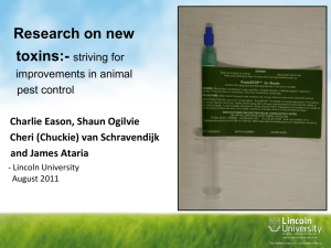 Research on new toxins:- striving for improvements in animal