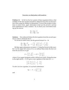 In the two-by-two system of linear equations below, what Exercises Problem