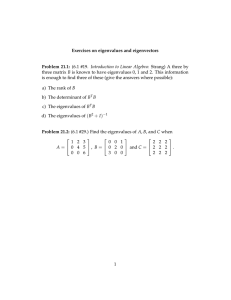 Exercises Problem (6.1 #19.  Introduction to Linear Algebra:  Strang) A... three matrix B is known to have eigenvalues 0, 1...