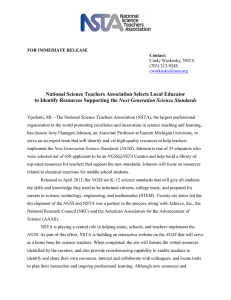 National Science Teachers Association Selects Local Educator Next Generation Science Standards