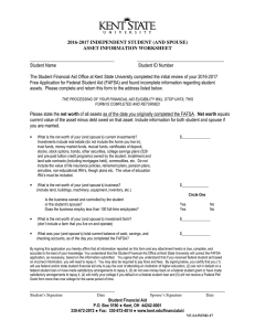 2016-2017 INDEPENDENT STUDENT (AND SPOUSE) ASSET INFORMATION WORKSHEET