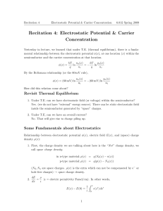 Recitation 4: Electrostatic Potential &amp; Carrier Concentration